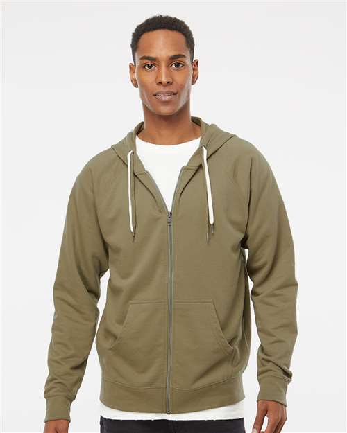 Independent Trading Co. SS1000Z Unisex Icon Lightweight Loopback Terry Full-Zip Hooded Sweatshirt